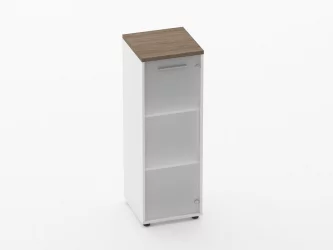 Шкаф 2 узкий 1 стеклянная дверь Deka 10.12.16Пр Дуб Верцаска/Белый