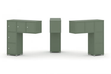 Надставка на стол низкая односторонняя + задняя стенка (5 шт.) + распашной фасад (5 шт.) CОНCЕПТ CН.ОНН-007 Кобо Белый металл / CONCEPT CN.ONN-007