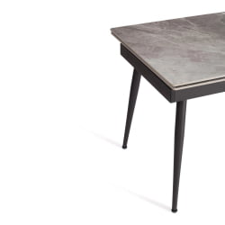 Раздвижной стол Lord Grey/Лорд Грей столешница керамика (глянцевая) / опоры металл, серый/черный, (120+30+30)x80x75 см