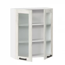 Шкаф кухонный 800 высокий со стеклом Винченца ЛД 234.460.000.040 Белый Дуб Крафт белый