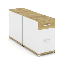 Тумба двухсторонняя опорная приставная с ящиком и распашным фасадом CОНCЕПТ CН.ДТГО-005 Б/В Дуб Винченцо Белый бриллиант Белый / CONCEPT CN.DTGO-005 B/W