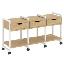 Тумба на колесных опорах наборная. Вариант №4 LOFT VR.L-TN-4.K Металл белый Тиквуд светлый