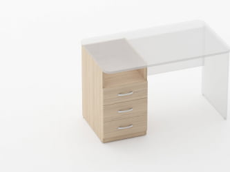 Тумба встраиваемая в стол на 3 ящика с нишей Glassy 3.12.12 Венге