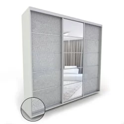 Шкаф-купе 3 двери с зеркалом Акцент-Квадро КЛ 1800х600 Выбеленное дерево