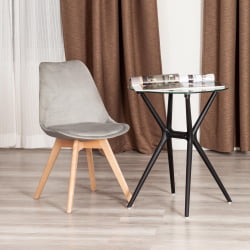 Стул TULIP SOFT (mod. 053V) дерево/пластик/вельвет, 49,5 x 54,5 x 84 см, Светло-серый (HLR 39)/натуральный