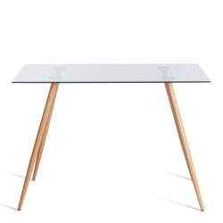 Стеклянный стол SOPHIA (mod. 5003) металл/стекло (8мм), 110 х 80 х 75 см, бук/прозрачный