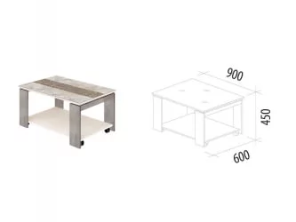Журнальный столик на колесиках Агат 33.10 Кена-Фреска Невада