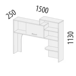 Надстройка Эверест 500.25 Дуб Кронберг/Белый шпон/Плаза Стоун