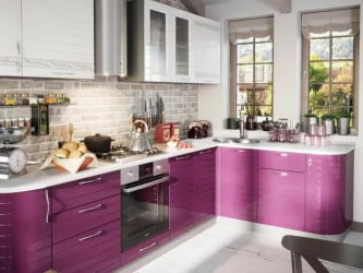 Кухонный гарнитур угловой Анастасия №10 Белый Ежевика