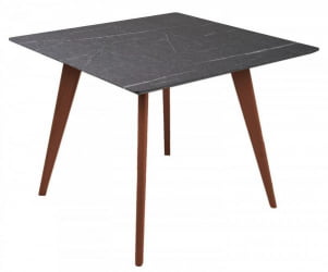 Стол Лунд 860*860 мрамор Графит /темный орех