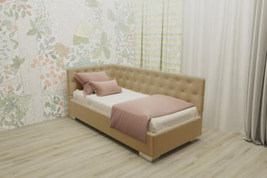 Детская кровать 190 90 ВЕРСАЛЬ БЕЗ ОСНОВАНИЯ (BERHOUSE) Материал фасада: Металл/Велюр; Спальное место: 900х1900; Цвет: Светло коричневый