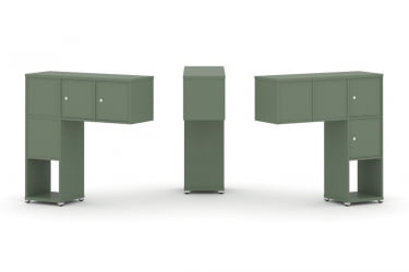 Надставка на стол низкая двухсторонняя + задняя стенка (4 шт.) + распашной фасад (4 шт.) CONCEPT CN.DNN-002 Кобо Белый металл