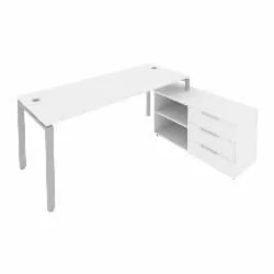 Рабочая станция на П-образном м/к с опорной тумбой правая Metal System Б.РС-СТС-2.5 Пр Белый/Серый