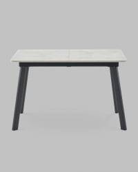 Стол Бату нев 120-160/80/76, столешница ЛМДФ, ароза светлая, подстолье металл черный / Batu new