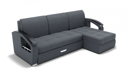 Диван Дубай-1 с оттоманкой угол левый/правый (ЗР) Цвет фасада: Серый; Тип: Левый/правый; Материал фасада: Металл/Велюр