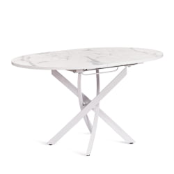 Раздвижной стол MANZANA ЛДСП/HPL/металл, 100 х 100+30 х 75 см, Мрамор светлый/белый