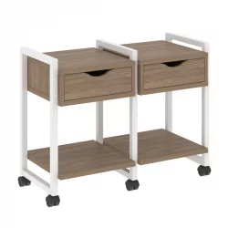 Тумба на колесных опорах наборная. Вариант №1 LOFT VR.L-TN-1.K Металл белый Дуб Аризона