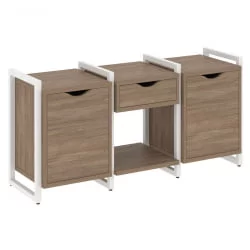 Тумба на регулируемых опорах наборная. Вариант №7 LOFT VR.L-TN-7.O Металл белый Дуб Аризона