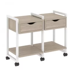 Тумба на колесных опорах наборная. Вариант №1 LOFT VR.L-TN-1.K Металл белый Дуб Аттик