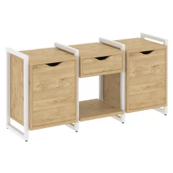 Тумба на регулируемых опорах наборная. Вариант №7 LOFT VR.L-TN-7.O Металл белый Тиквуд светлый