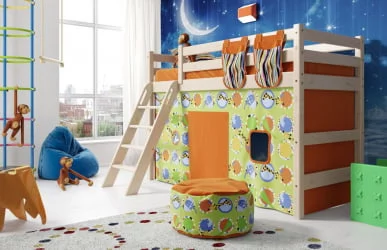 Кровать-домик Соня Вариант 6 с наклонной лестницей