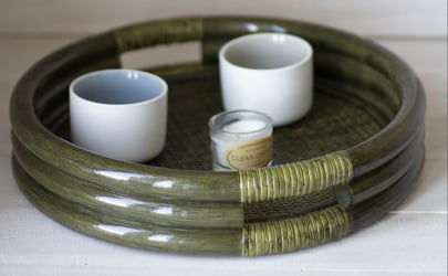 Поднос круглый 21/03 олива