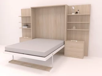 Кровать двуспальная из металла Смарт 1 откидная с полками К 1600 Ясень шимо темный