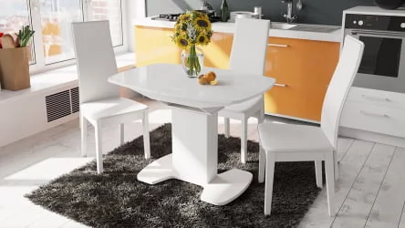 Стол обеденный Портофино СМ(ТД)-105.01.11(1) Белый глянец/Стекло белое