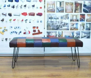 Банкетка Лейд 1200кс400 натуральная кожа пэчворк / 1200x400