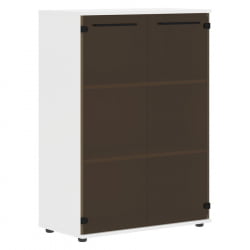 Шкаф со стеклянными дверьми ЕДИС ЕМCС 85.2 Черный Белый / EDIS EMCS