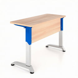 Парта двухместная Де Гласси Н (рост 3-5)  ЛДСП Серый/ Металл Серый+Синий