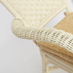 Комплект террасный ANDREA (стол кофейный со стеклом + 2 кресла + подушки) ротанг, 64х67х92см / D60х55, TCH White (белый)