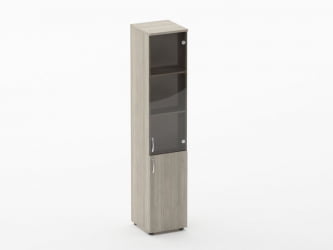 Шкаф высокий со стеклом Glassy 6.19.15Пр Дуб сантана светлый