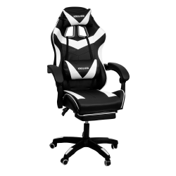 Геймерское кресло 088 цвет черный/белый с массажем 088-black-white-mass