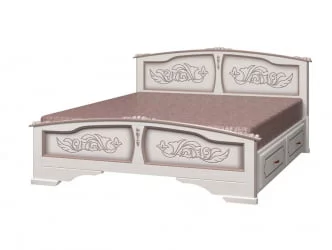 Двуспальная кровать я ящиком Елена 200х140 с выкатными ящиками Дуб молочный