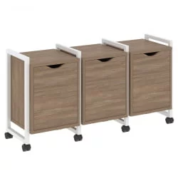 Тумба на колесных опорах наборная. Вариант №5 LOFT VR.L-TN-5.K Металл белый Дуб Аризона