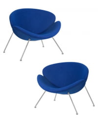 Кресло дизайнерское ДОБРИН ЕМИЛЙ (синяя ткань АФ6, хромированная сталь) 2 шт / DOBRIN EMILY AF6,
