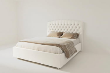 Мягкая интерьерная кровать "Берлин" без основания Цвет фасада: Белый; Цвет корпуса: Белый; Материал фасада: Искусственная кожа; Размер: 2000x2000 мм; Спальное место: 2000х2000 мм 