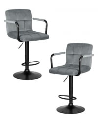 Стул барный ДОБРИН КРУГЕР АРМ БЛАCК (серый велюр (МДЖ9-75)) 2 шт / DOBRIN KRUGER ARM BLACK (MJ9-75))