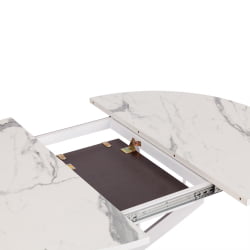 Раздвижной стол MANZANA ЛДСП/HPL/металл, 100 х 100+30 х 75 см, Мрамор светлый/белый