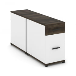 Тумба двухсторонняя опорная приставная с ящиком и распашным фасадом CОНCЕПТ CН.ДТГО-005 Б/В Дуб Мали Белый бриллиант Черный / CONCEPT CN.DTGO-005 B/W