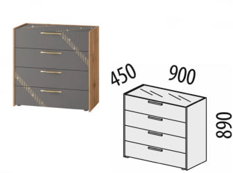 Комод в спальню Монако 902.18 Дуб Вотан Оникс Графит