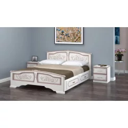 Двуспальная кровать я ящиком Елена 200х160 с выкатными ящиками Дуб молочный