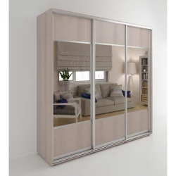 Шкаф-купе 3 двери с зеркалом Акцент-Дуэт Д 1500х600 Ясень шимо светлый