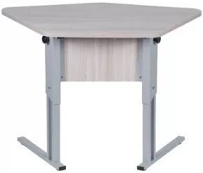 Парта двухместная (рост 6) с трапециевидной столешницей Ясень Шимо светлый/Металл Серый