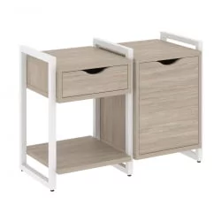 Тумба на регулируемых опорах наборная. Вариант №3 LOFT VR.L-TN-3.O Металл белый Дуб Аттик