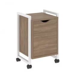 Тумба на колесных опорах с распашным фасадом LOFT VR.L-T2.K Металл белый Дуб Аризона