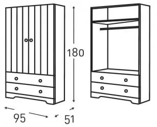 Детский шкаф для одежды Micuna А-1414 white