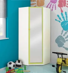 Шкаф угловой Радуга с зеркалом Синий/Белый