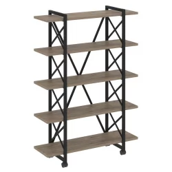 Стеллаж на колесных опорах - 5 полок ЛОФТ ВР.Л-МСТ.К-5.8В Металл черный Тиквуд темный / LOFT VR.L-MST.K-5.8V